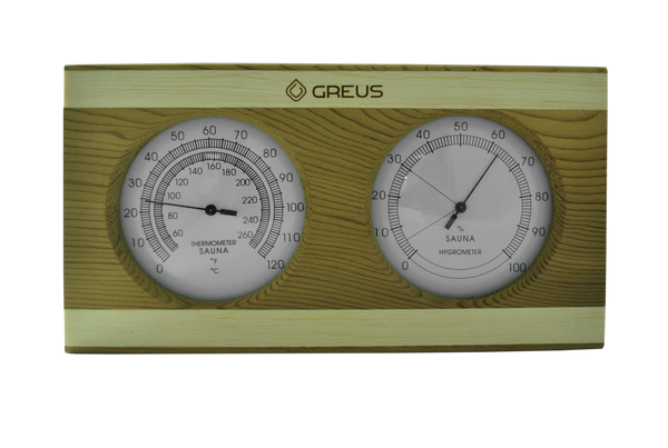 Термогігрометр Greus кедр/сосна 26х14 для лазні та сауни - 1